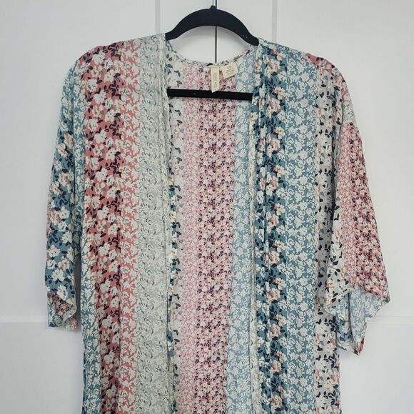Sky and sparrow mix print kimono, S/M - Picture 7 of 8